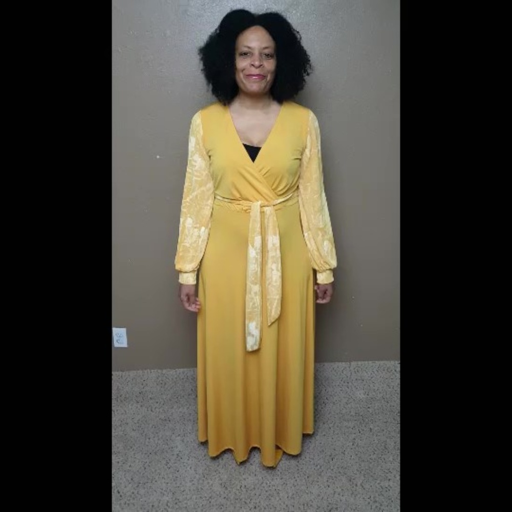 Hand Painted Maxi Dress with Open Sleeves